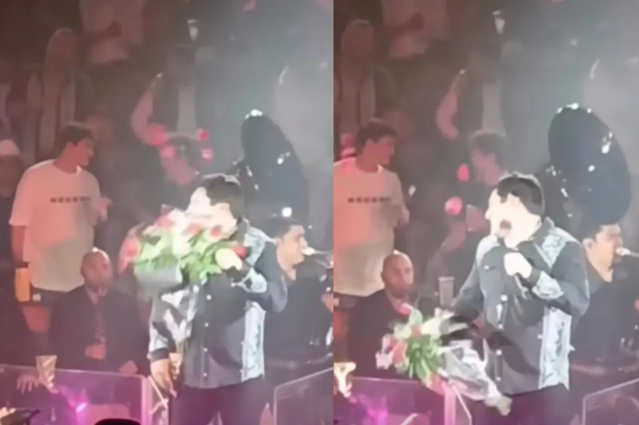 Golpean a Julión Álvarez con ramo durante concierto y así reaccionó el  cantante